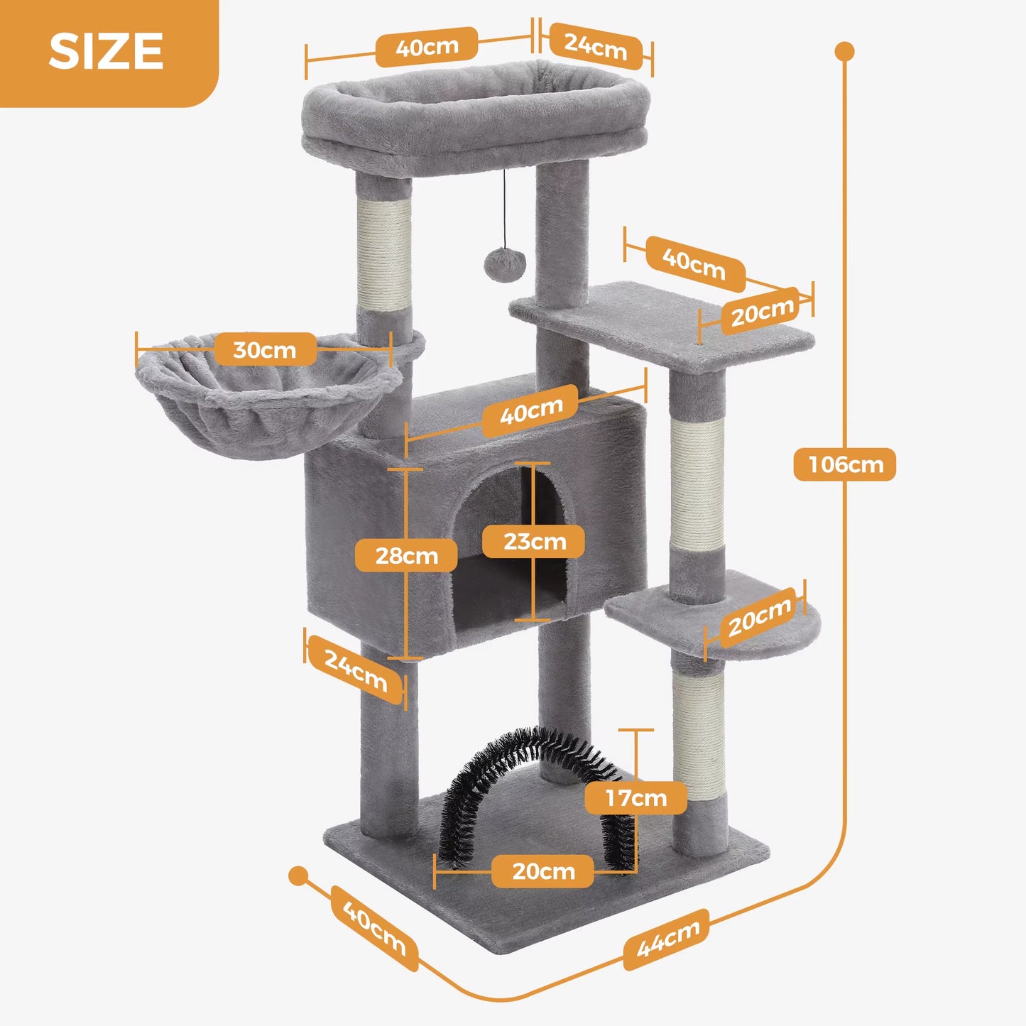 Multi-Level Cat Tree Tower with Sisal Scratching Posts and Plush Perch - Spacious Indoor Cat Condo and Scratching Solution