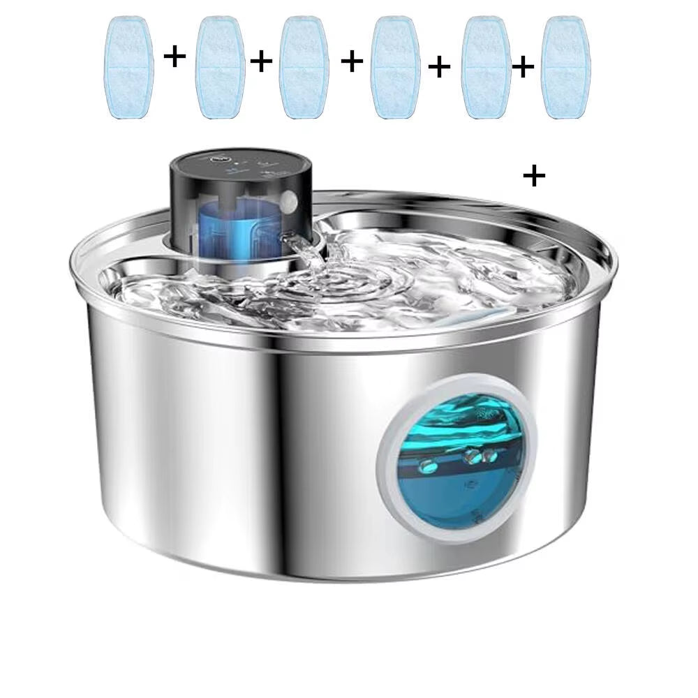 AquaPure 3.2L Smart Pet Fountain - USB Rechargeable & Stainless Steel