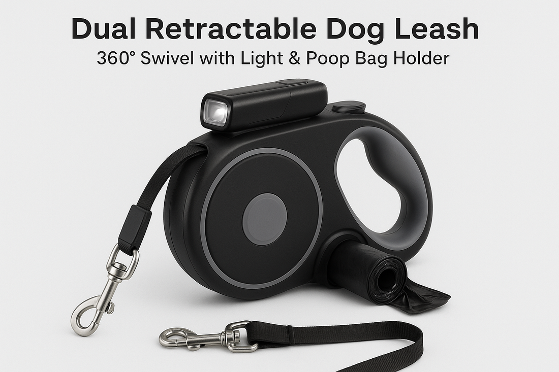 Dual retractable dog leash
