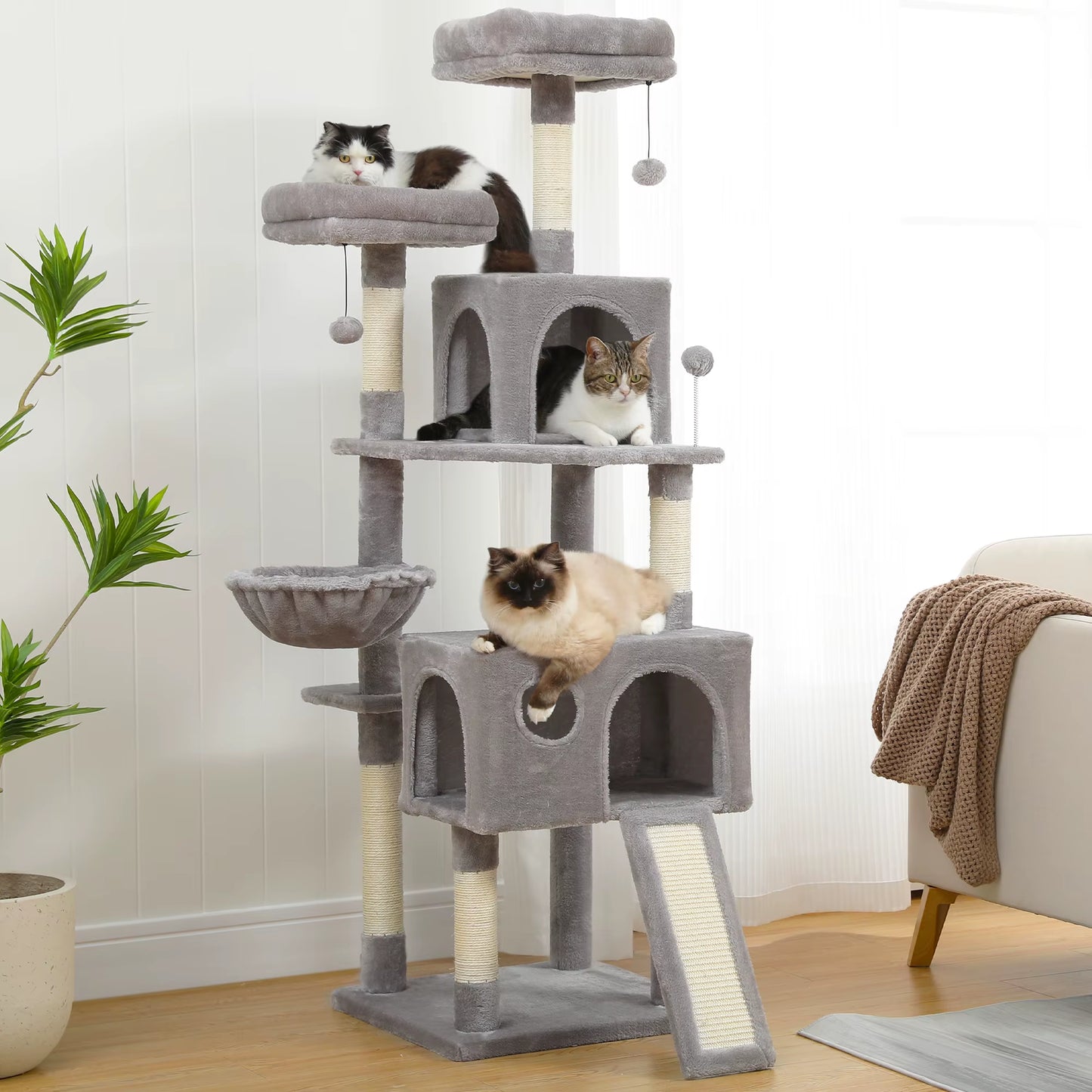 Whisker Wonderland Cat Tree - 9-Level Play Tower with Condo & Ladder