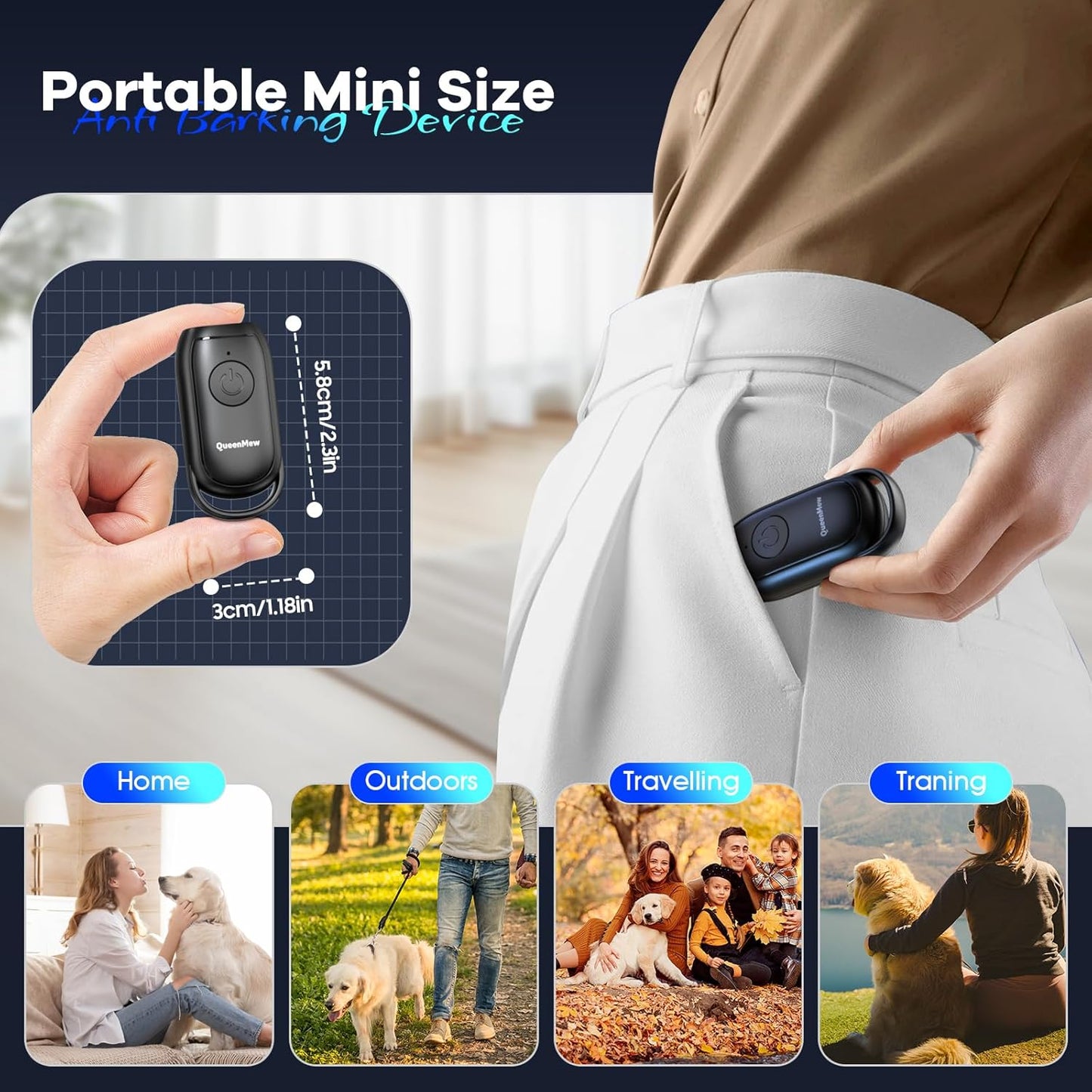 SilentPaw Pro Ultrasonic Anti-Bark Device - Portable & Rechargeable