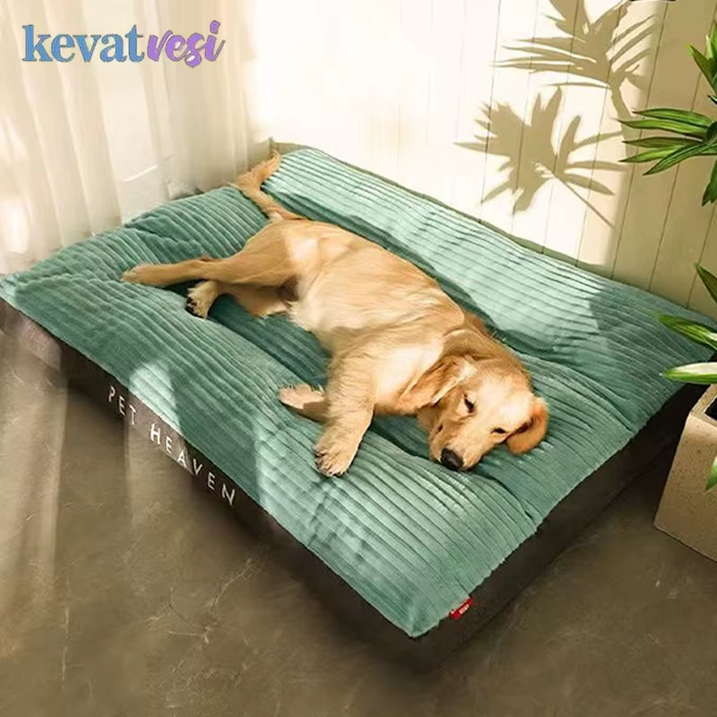 Luxurious Corduroy Dog Bed - Warm Winter Sleeping Mat for Small, Medium, and Large Dogs - Removable and Washable Pet Supplies
