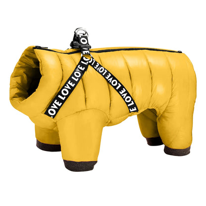 Winter Dog Clothes Super Warm Pet Dog Jacket Coat with Harness Waterproof Puppy Clothing Hoodies for Small Medium Dogs Outfit