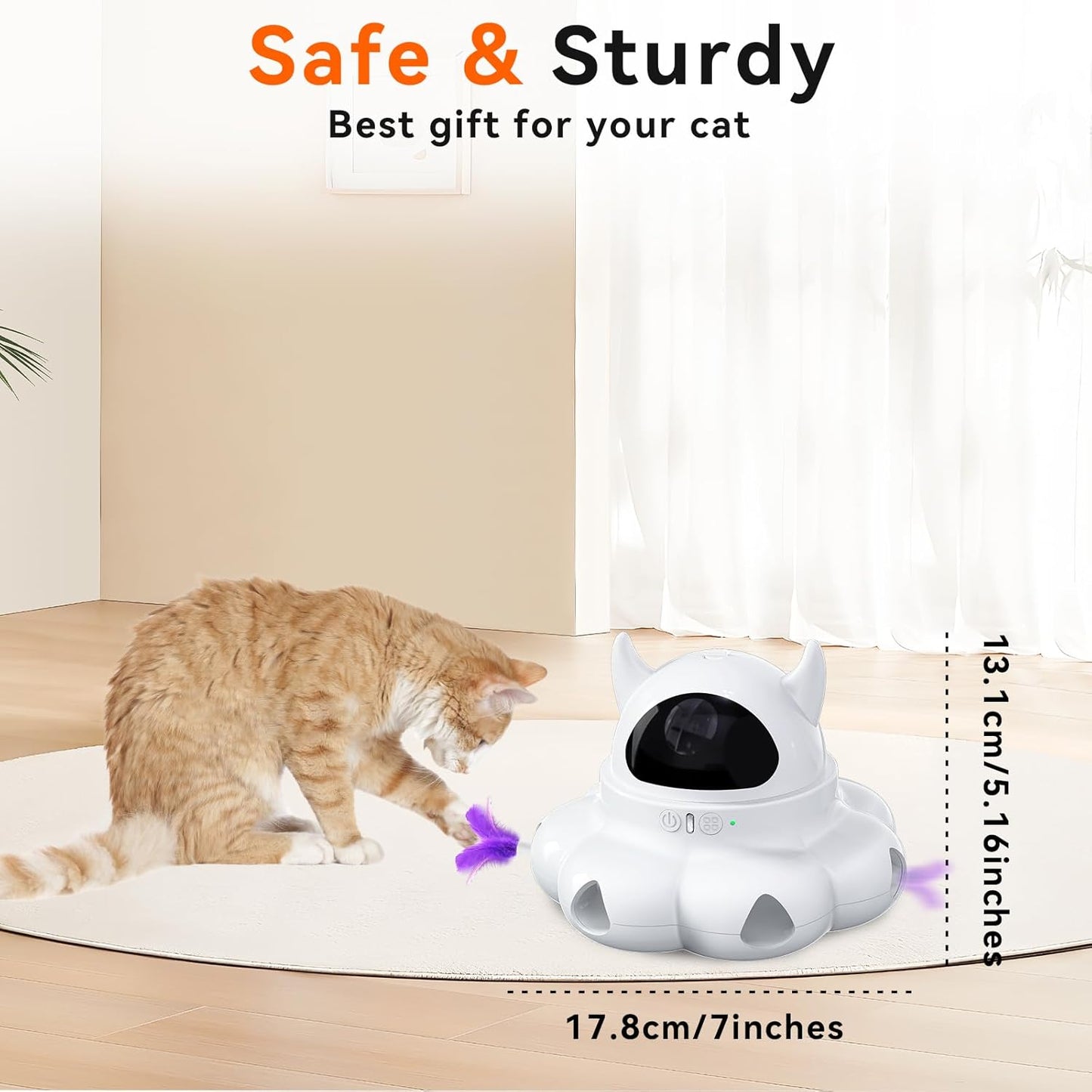 Whisker Wonder 2-in-1 Interactive Cat Toy - Auto-Moving Feather & Laser