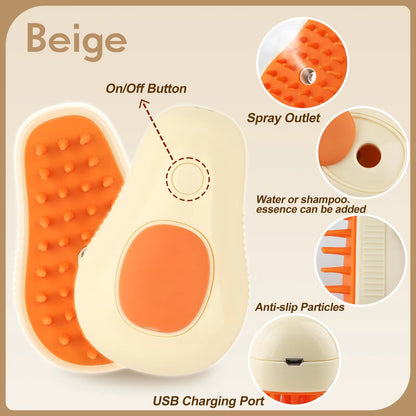 SpaPaw 3-in-1 Electric Grooming Brush - Steam, Spray & Massage