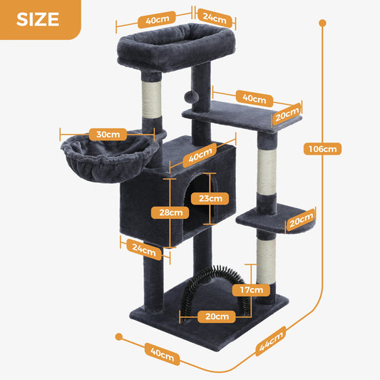 Multi-Level Cat Tree Tower with Sisal Scratching Posts and Plush Perch - Spacious Indoor Cat Condo and Scratching Solution