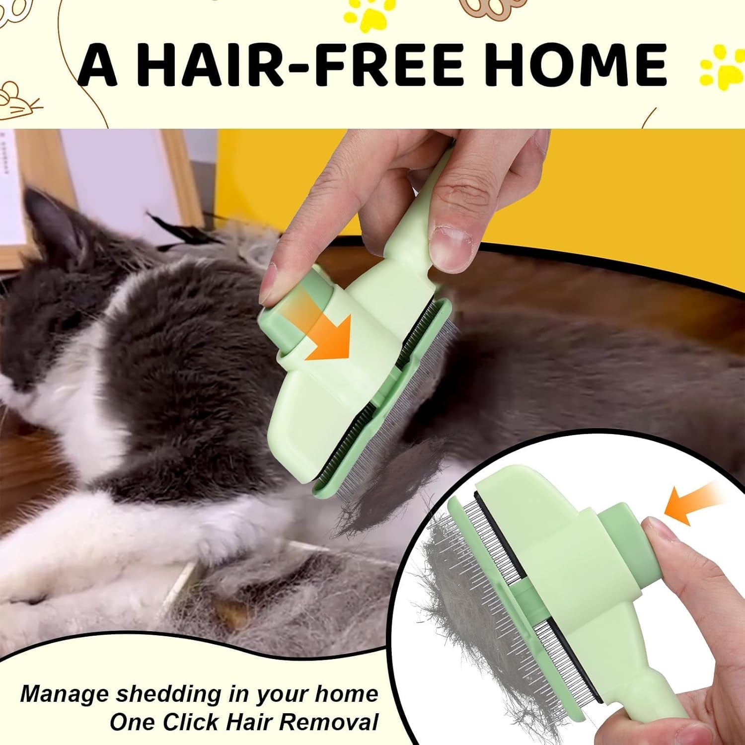 GentleGroom Cat Brush - Deshedding Comb with Rounded Metal Tips