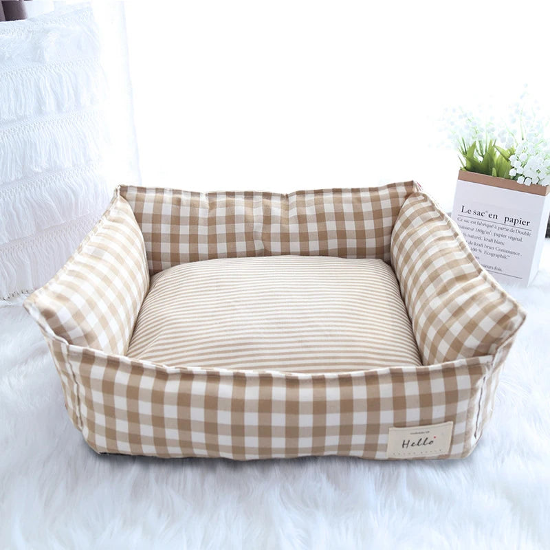 Premium Removable and Washable Cotton Linen Pet Bed for Dogs and Cats - Comfortable Sleeping Mat for Small, Medium, and Large Pets