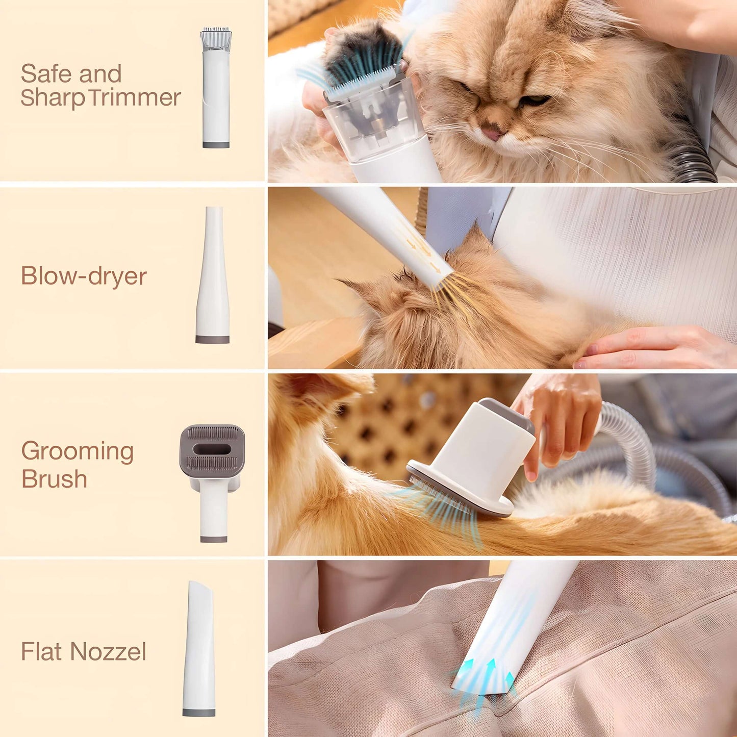 Pet Grooming Vacuum Kit with the Els 5-in-1 Grooming Vacuum System