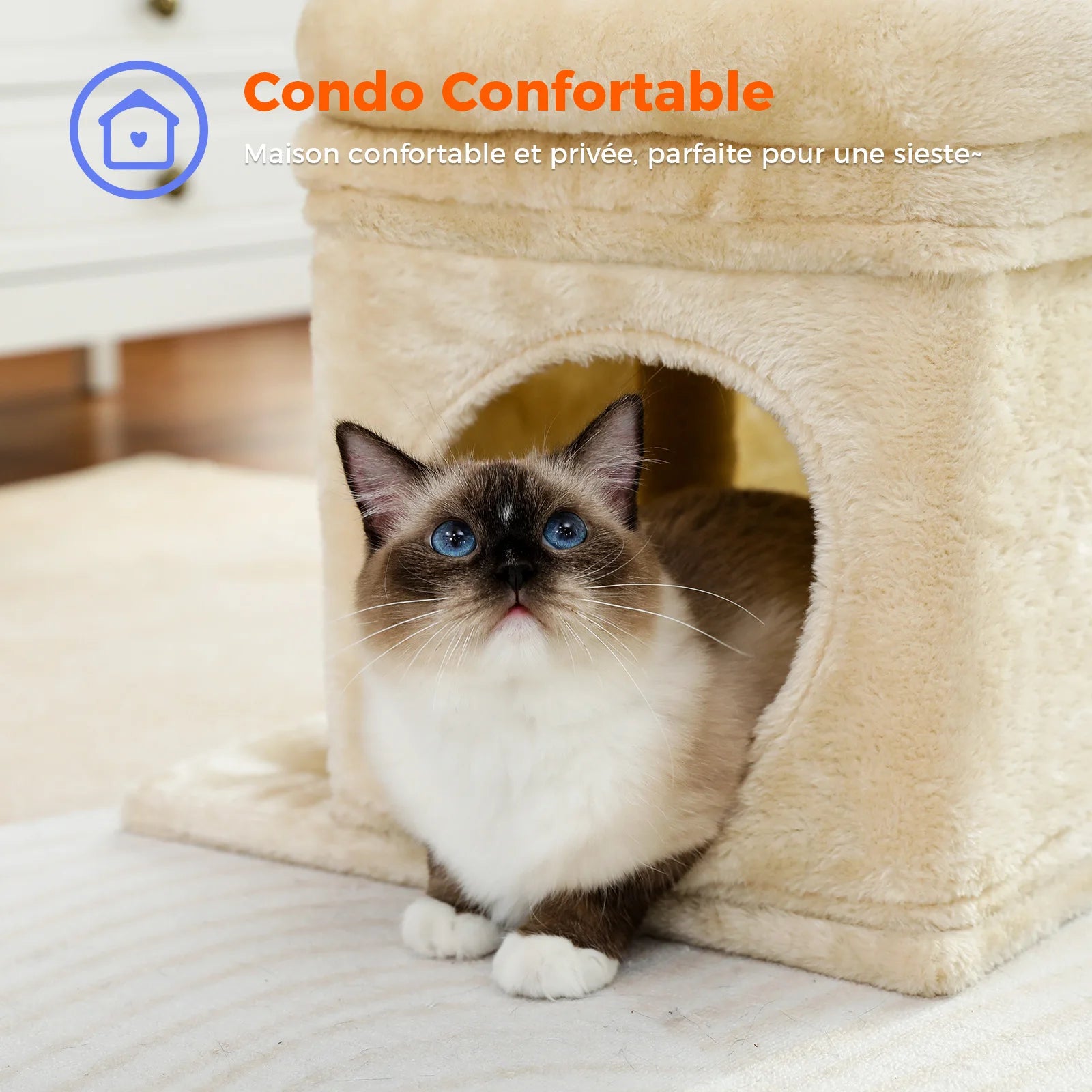 Elegant Cat Tower with Natural Sisal Scratching Posts - Cozy Indoor Cat Condo and Scratching Accessories for Kittens