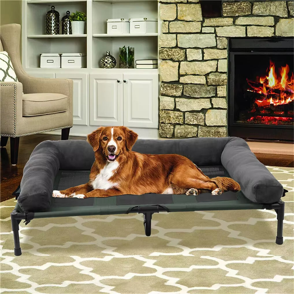 Breezecool Elevated Dog Bed - All-Season Cooling Cot with Bolster