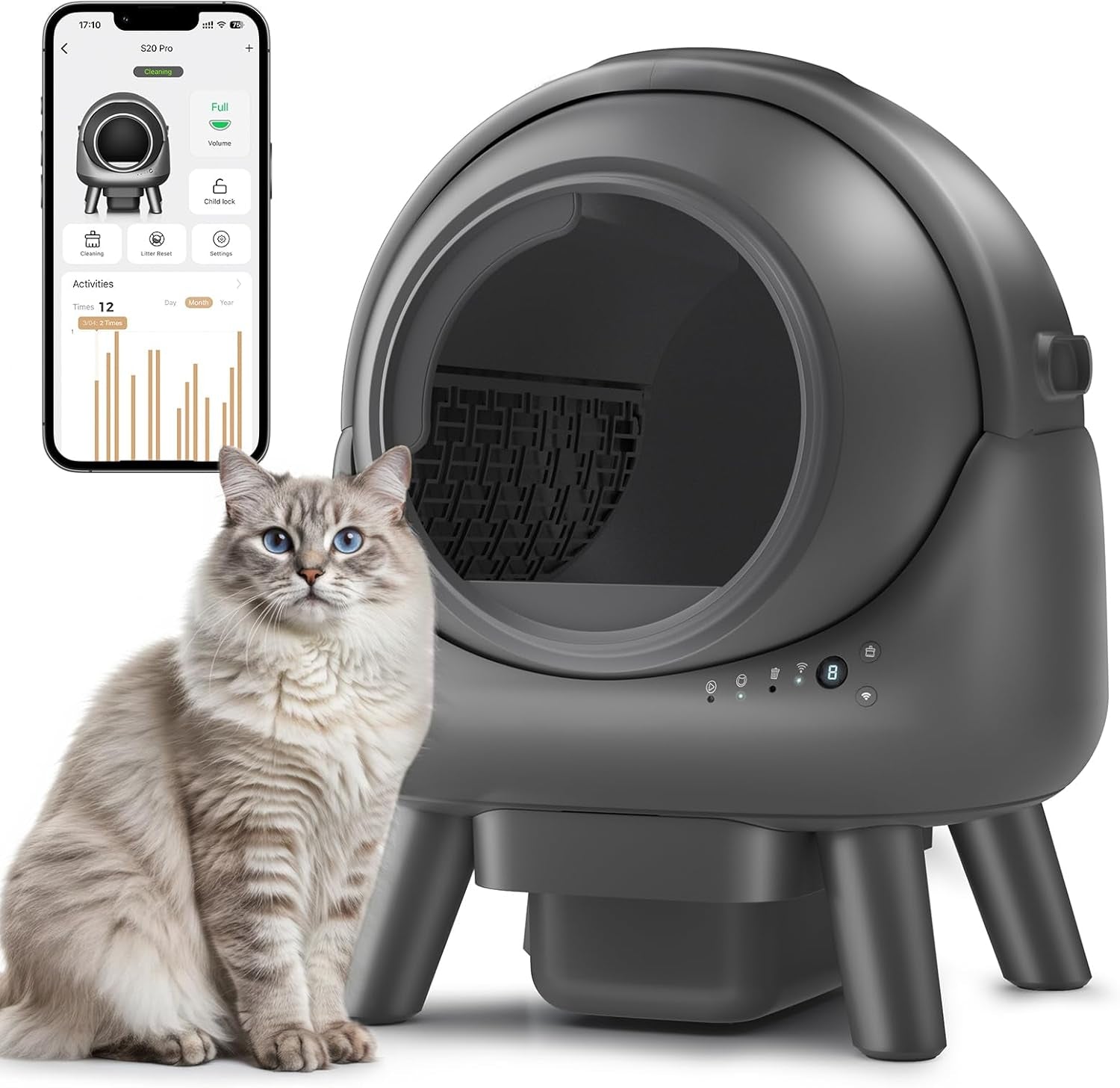 Automatic Self-Cleaning Litter Box with App Control