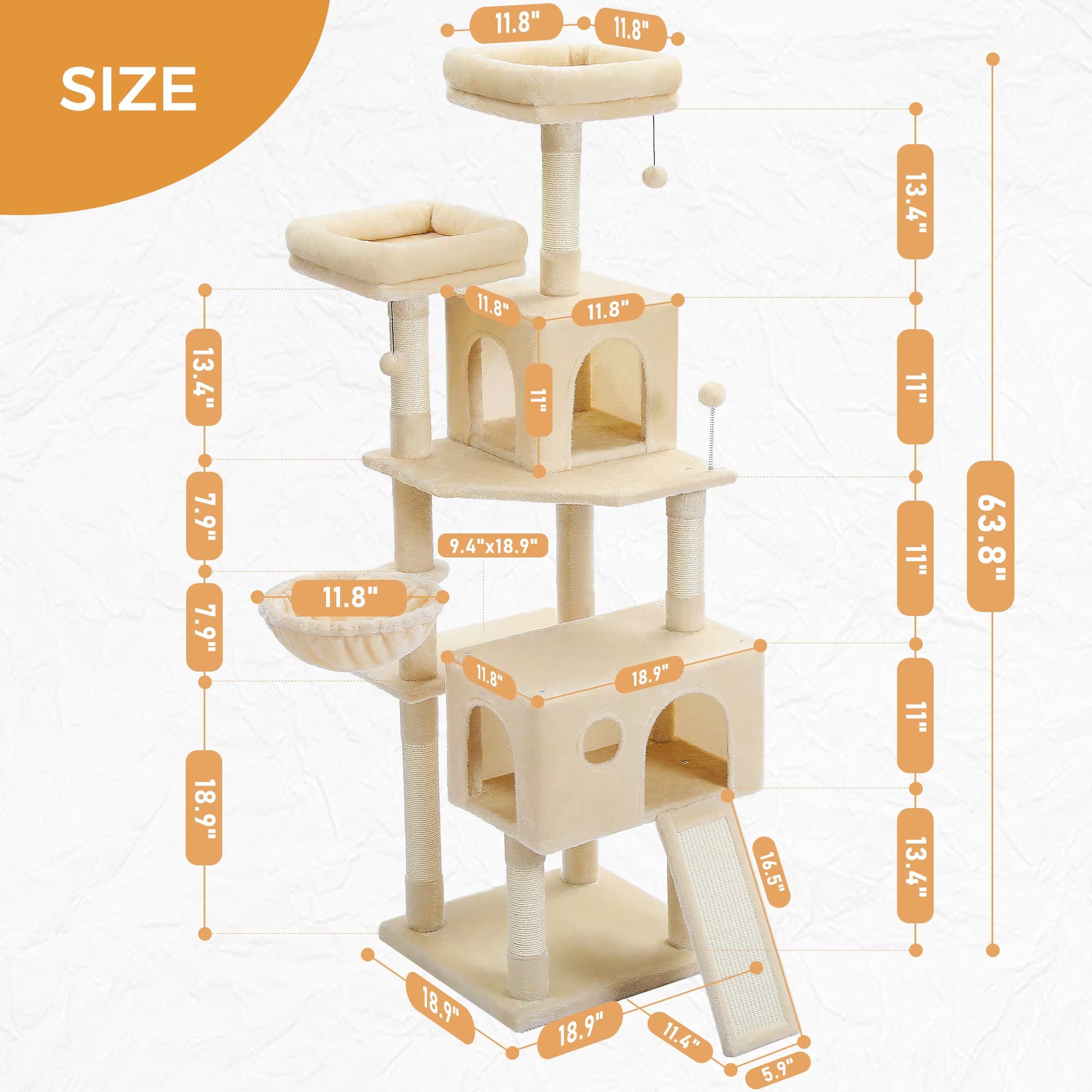 Whisker Wonderland Cat Tree - 9-Level Play Tower with Condo & Ladder
