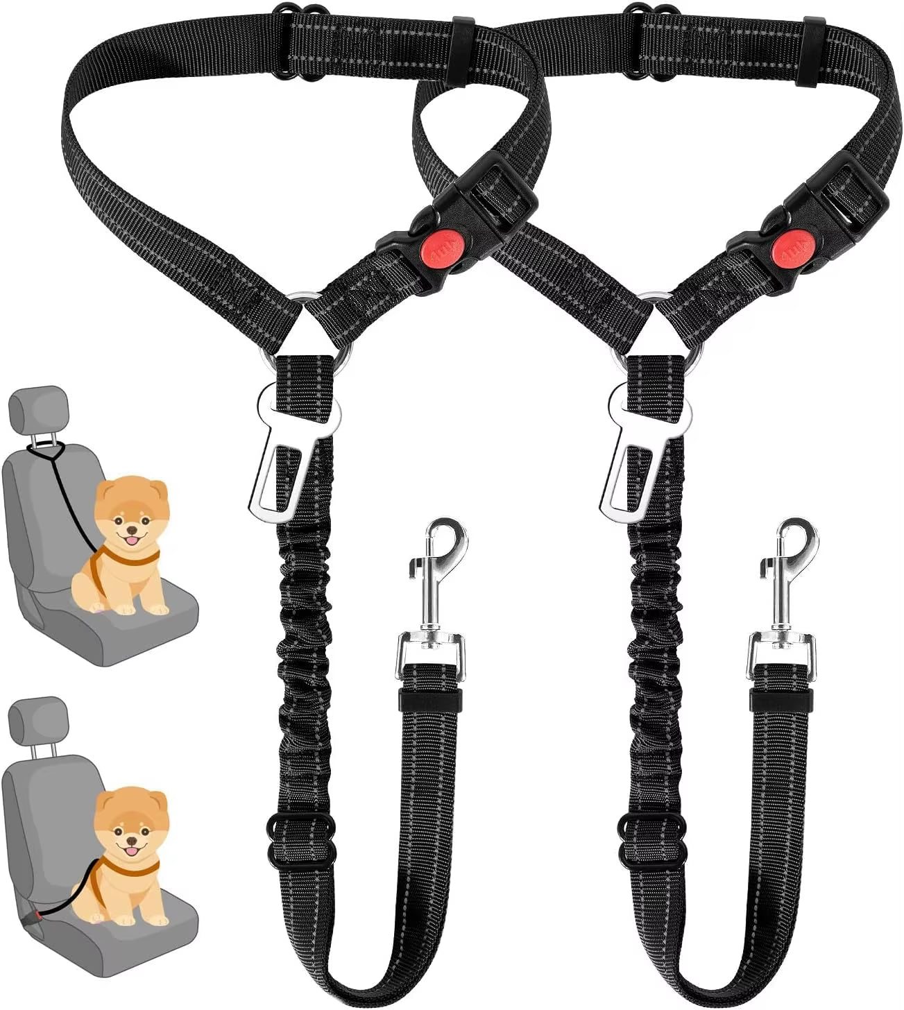 2-in-1 Adjustable Dog Car Harness & Safety Belt