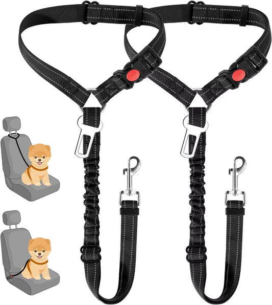 2-in-1 Adjustable Dog Car Harness & Safety Belt