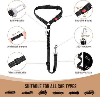 2-in-1 Adjustable Dog Car Harness & Safety Belt