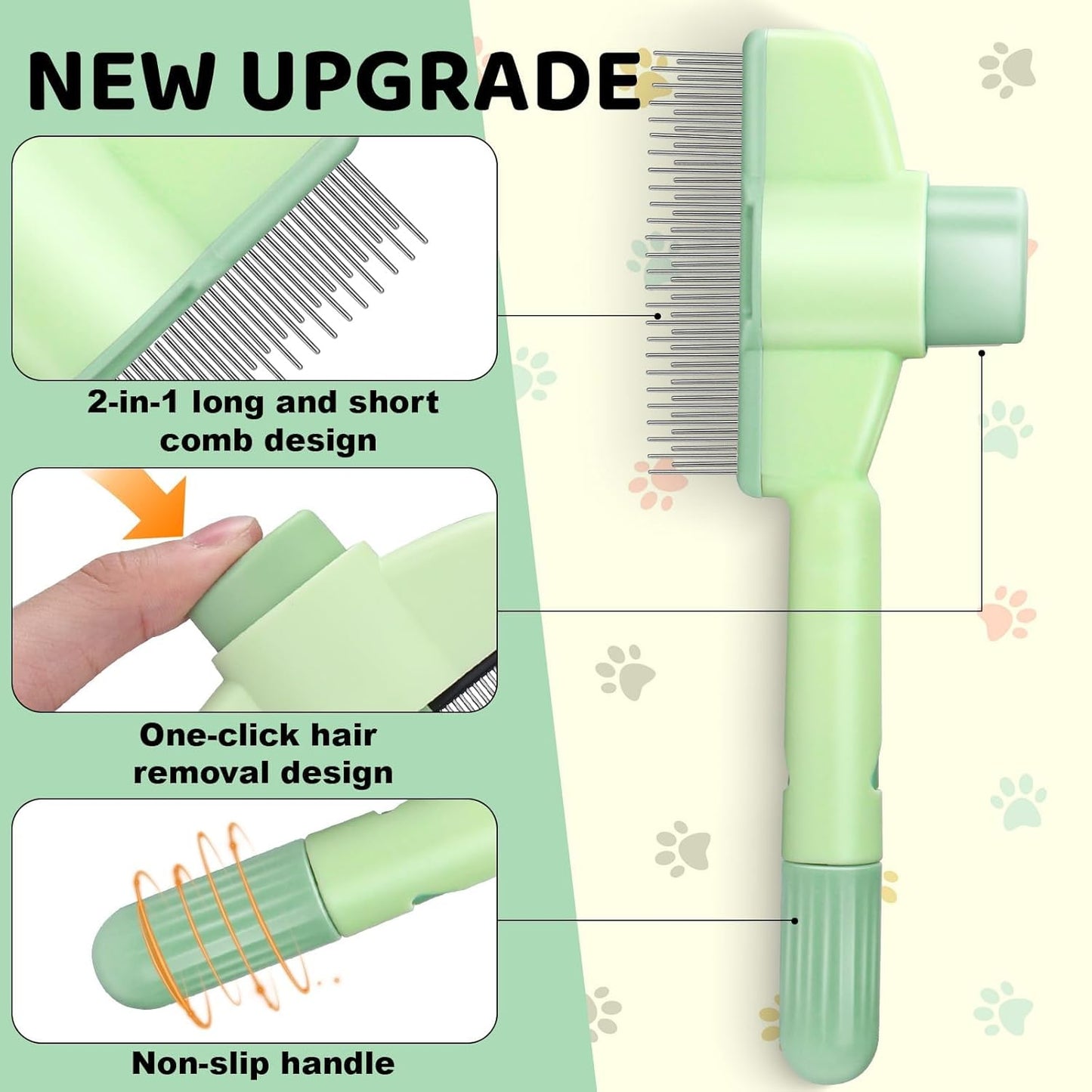 GentleGroom Cat Brush - Deshedding Comb with Rounded Metal Tips