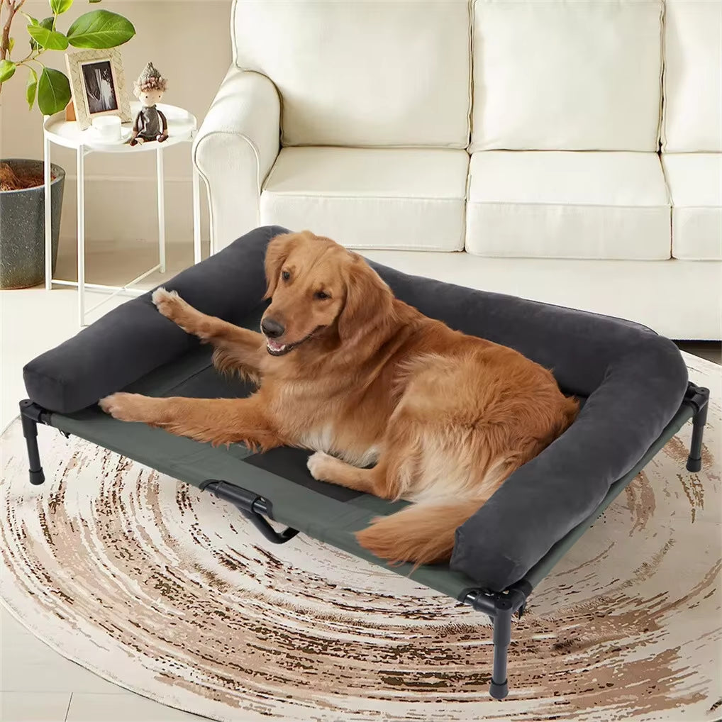 Breezecool Elevated Dog Bed - All-Season Cooling Cot with Bolster