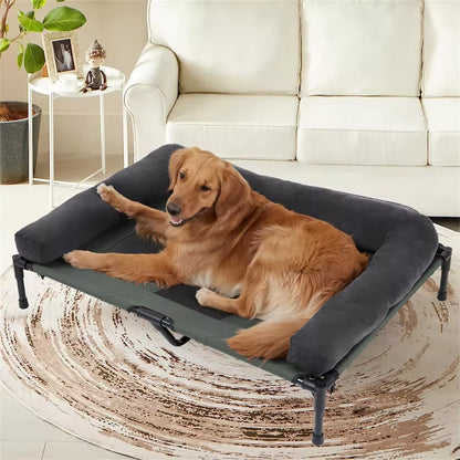 Breezecool Elevated Dog Bed - All-Season Cooling Cot with Bolster