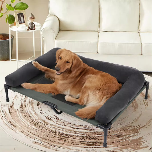 Breezecool Elevated Dog Bed - All-Season Cooling Cot with Bolster