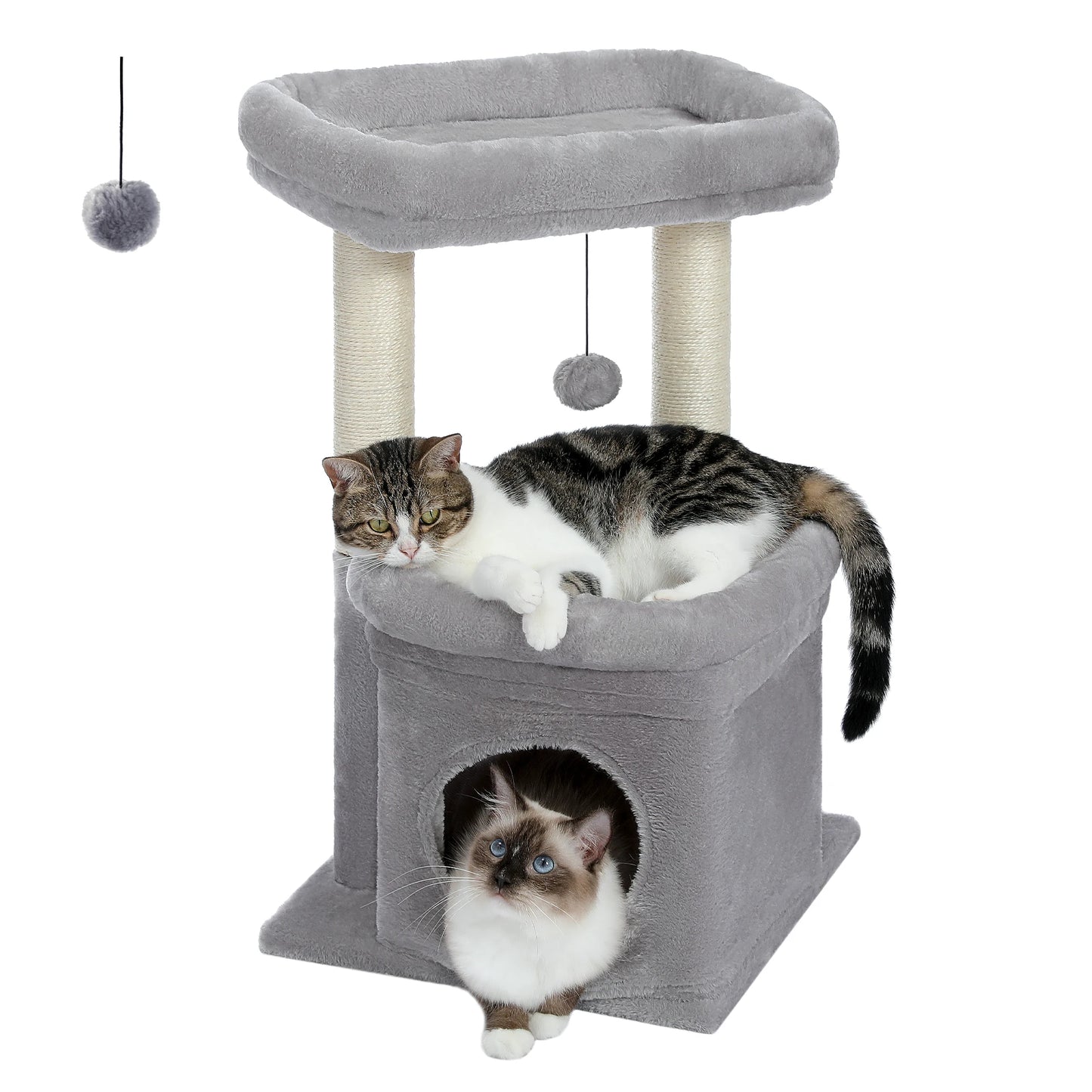 Elegant Cat Tower with Natural Sisal Scratching Posts - Cozy Indoor Cat Condo and Scratching Accessories for Kittens