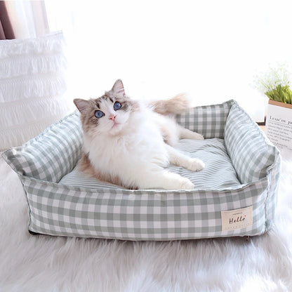 Premium Removable and Washable Cotton Linen Pet Bed for Dogs and Cats - Comfortable Sleeping Mat for Small, Medium, and Large Pets