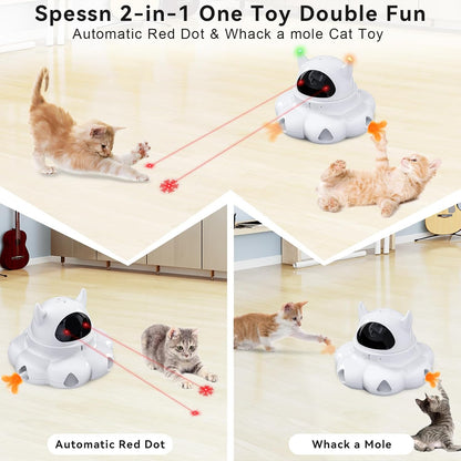 Whisker Wonder 2-in-1 Interactive Cat Toy - Auto-Moving Feather & Laser