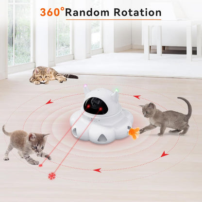 Whisker Wonder 2-in-1 Interactive Cat Toy - Auto-Moving Feather & Laser