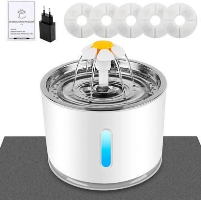 Automatic Pet Water Fountain for Cats & Dogs – 2.4L Filtered Dispenser with LED Light
