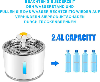 Automatic Pet Water Fountain for Cats & Dogs – 2.4L Filtered Dispenser with LED Light