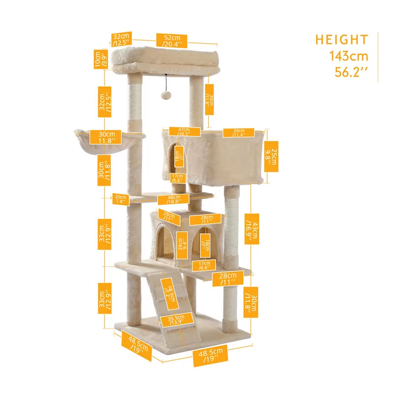 Whisker Wonderland Cat Tree - 9-Level Play Tower with Condo & Ladder