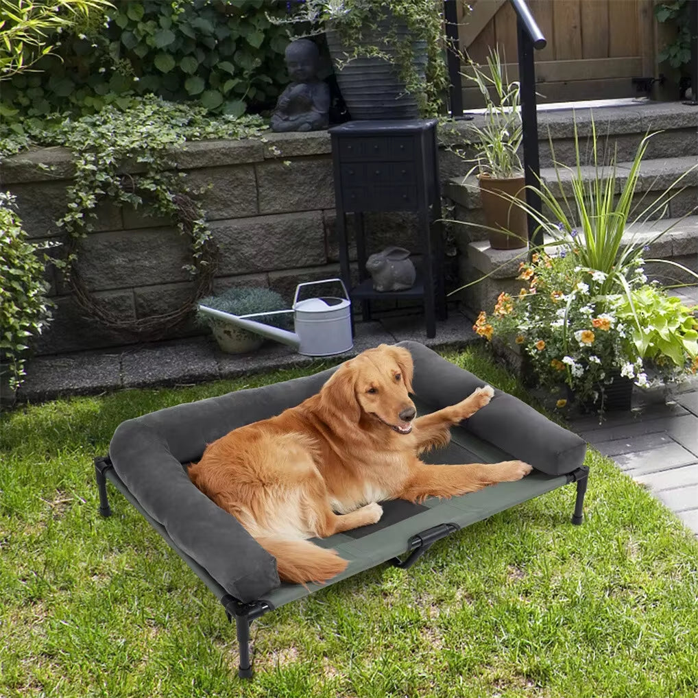 Breezecool Elevated Dog Bed - All-Season Cooling Cot with Bolster