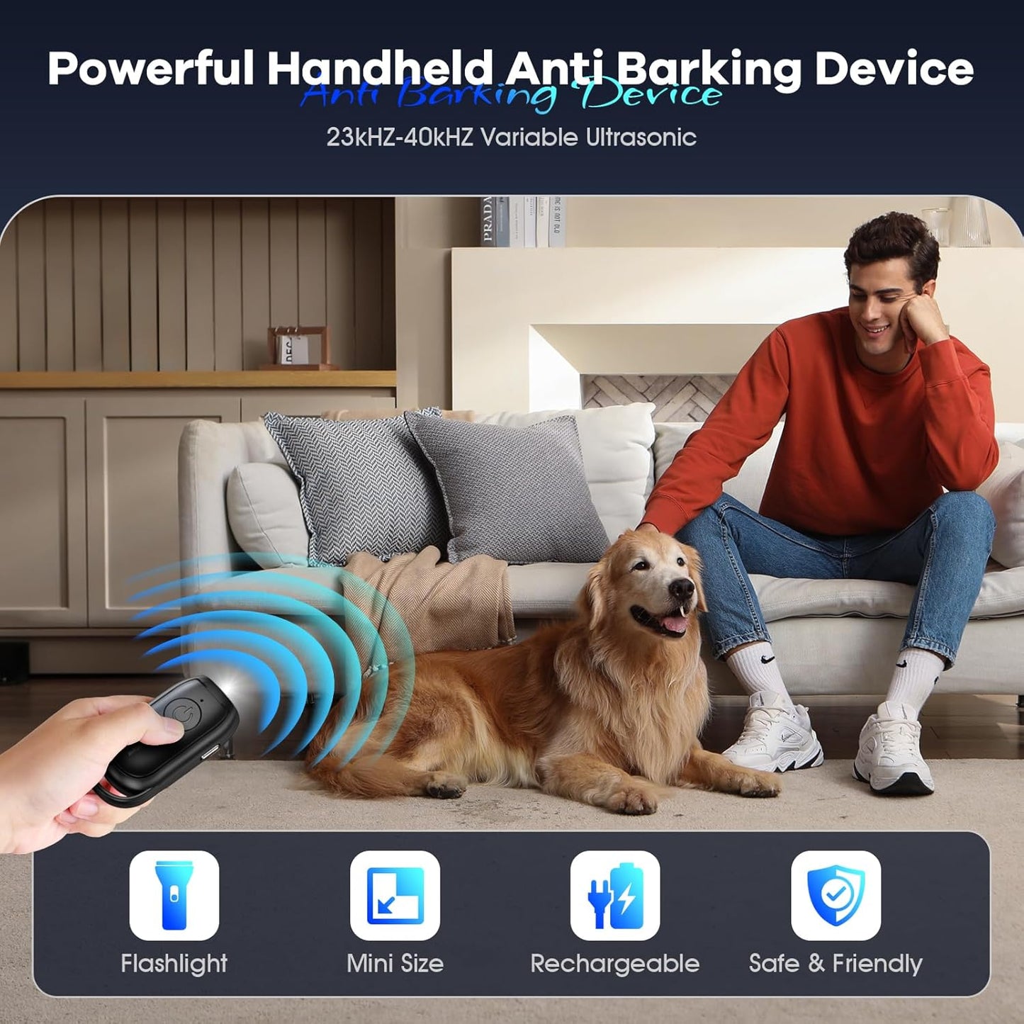 SilentPaw Pro Ultrasonic Anti-Bark Device - Portable & Rechargeable