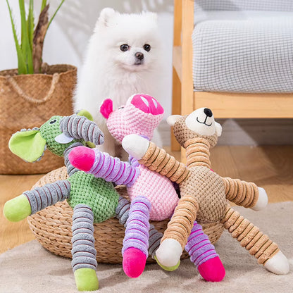 PlayPals Squeaky Plush Toys - Durable Animal Chew Toys with Fun Sounds