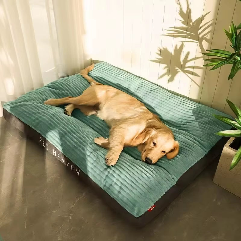 Luxurious Corduroy Dog Bed - Warm Winter Sleeping Mat for Small, Medium, and Large Dogs - Removable and Washable Pet Supplies