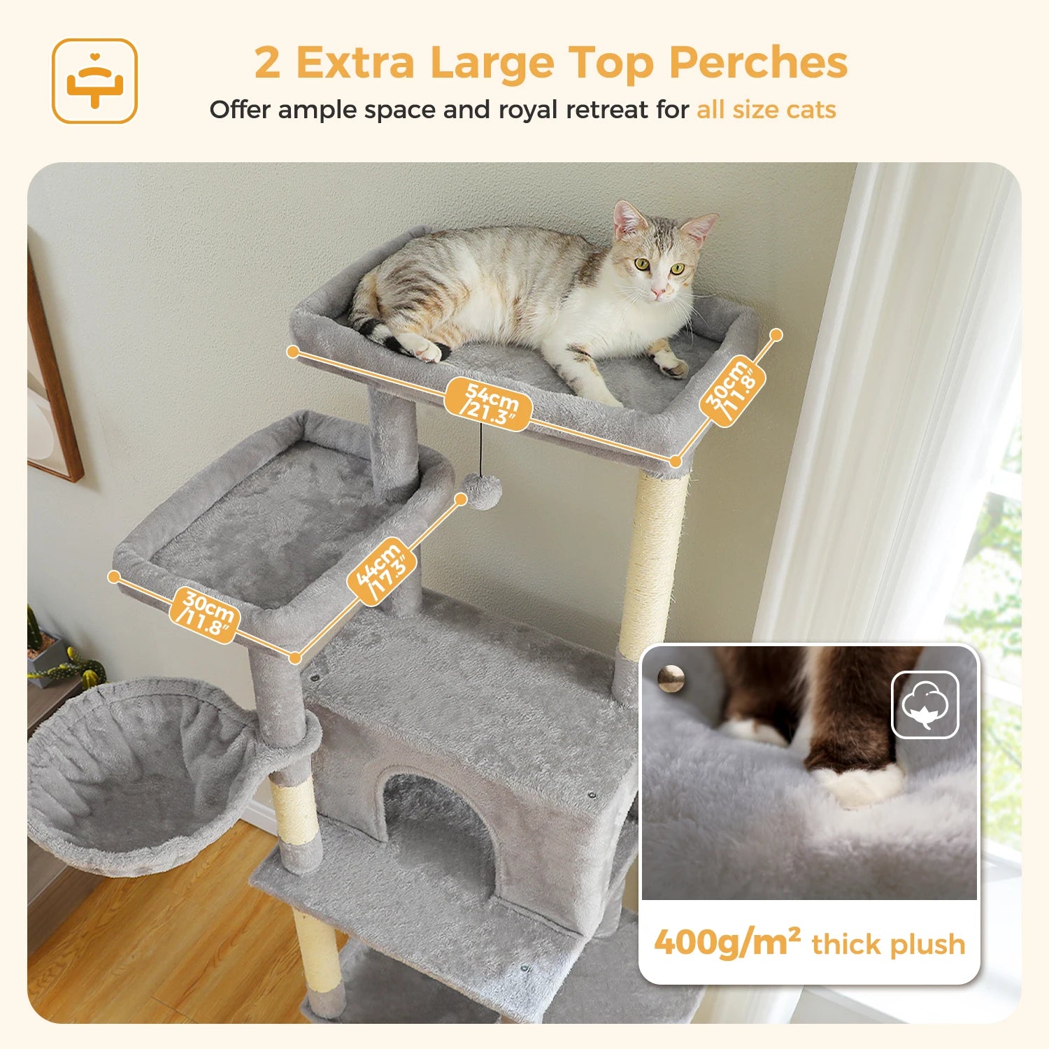 Multi-Level Indoor Cat Tree with Scratching Posts, Soft Hammock, and Spacious Condo - Ideal Cat Accessories and Toys