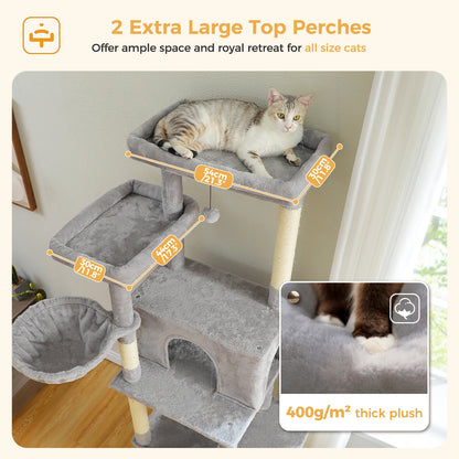 Multi-Level Indoor Cat Tree with Scratching Posts, Soft Hammock, and Spacious Condo - Ideal Cat Accessories and Toys