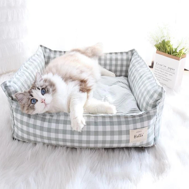 Premium Removable and Washable Cotton Linen Pet Bed for Dogs and Cats - Comfortable Sleeping Mat for Small, Medium, and Large Pets