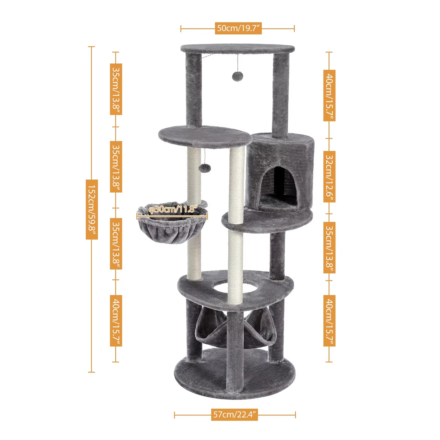 Whisker Wonderland Cat Tree - 9-Level Play Tower with Condo & Ladder
