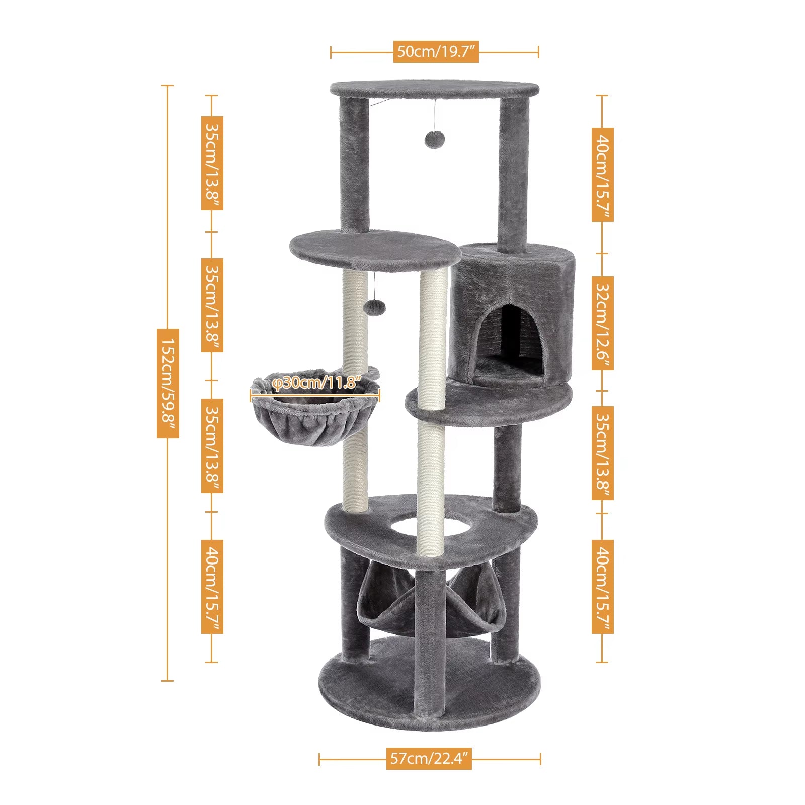 Whisker Wonderland Cat Tree - 9-Level Play Tower with Condo & Ladder