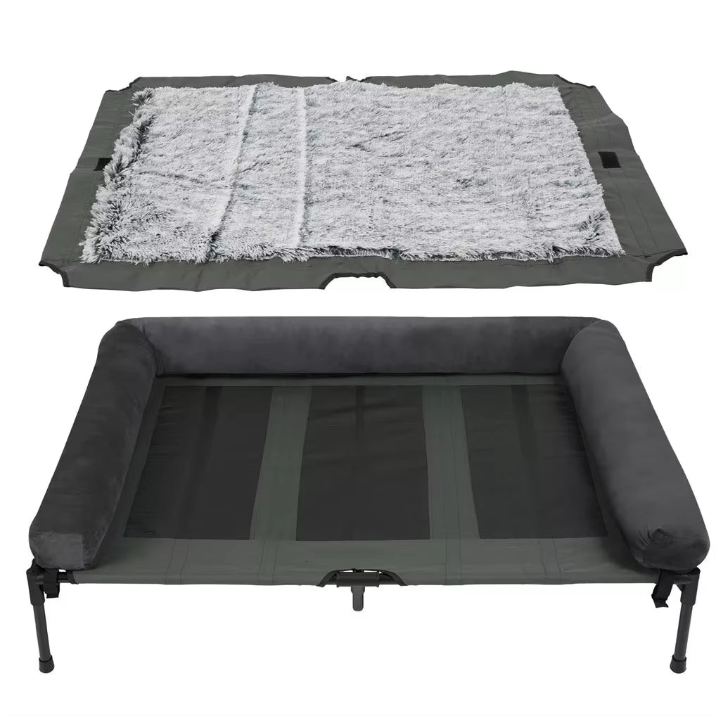 Breezecool Elevated Dog Bed - All-Season Cooling Cot with Bolster