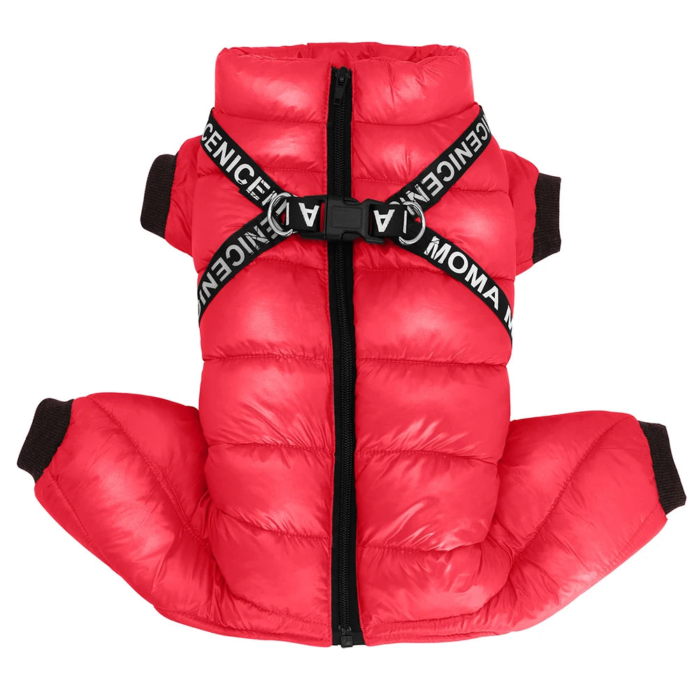 Winter Dog Clothes Super Warm Pet Dog Jacket Coat with Harness Waterproof Puppy Clothing Hoodies for Small Medium Dogs Outfit
