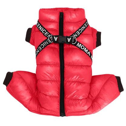 Winter Dog Clothes Super Warm Pet Dog Jacket Coat with Harness Waterproof Puppy Clothing Hoodies for Small Medium Dogs Outfit