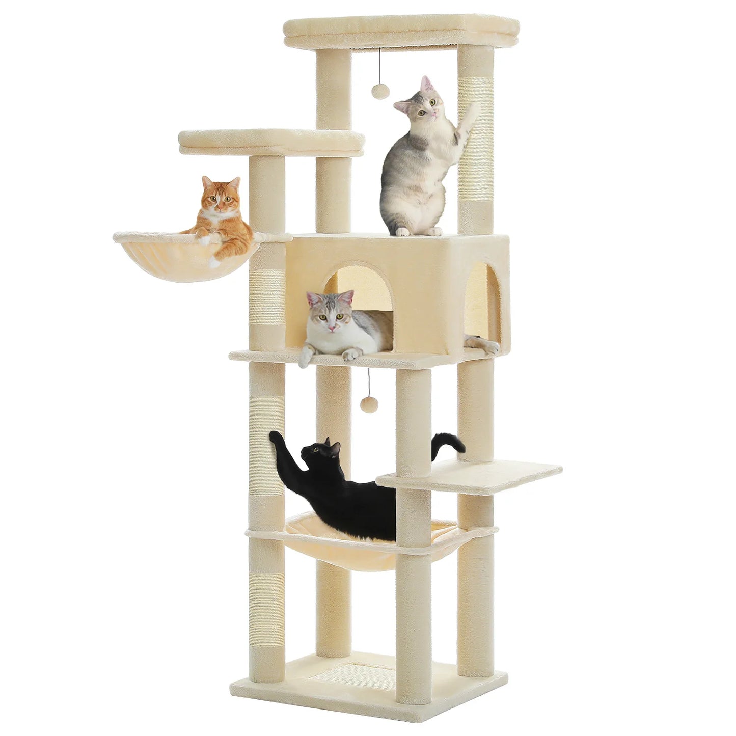Multi-Level Indoor Cat Tree with Scratching Posts, Soft Hammock, and Spacious Condo - Ideal Cat Accessories and Toys