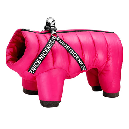 Winter Dog Clothes Super Warm Pet Dog Jacket Coat with Harness Waterproof Puppy Clothing Hoodies for Small Medium Dogs Outfit