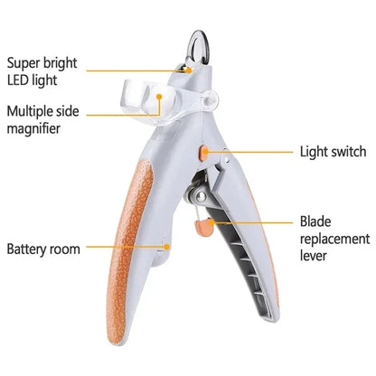 Pawsitive Clip LED Nail Clipper - w/ Magnifier & Safe-Guard Light