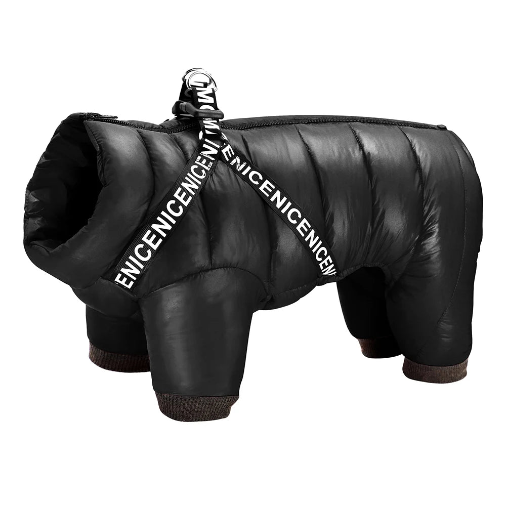 Winter Dog Clothes Super Warm Pet Dog Jacket Coat with Harness Waterproof Puppy Clothing Hoodies for Small Medium Dogs Outfit