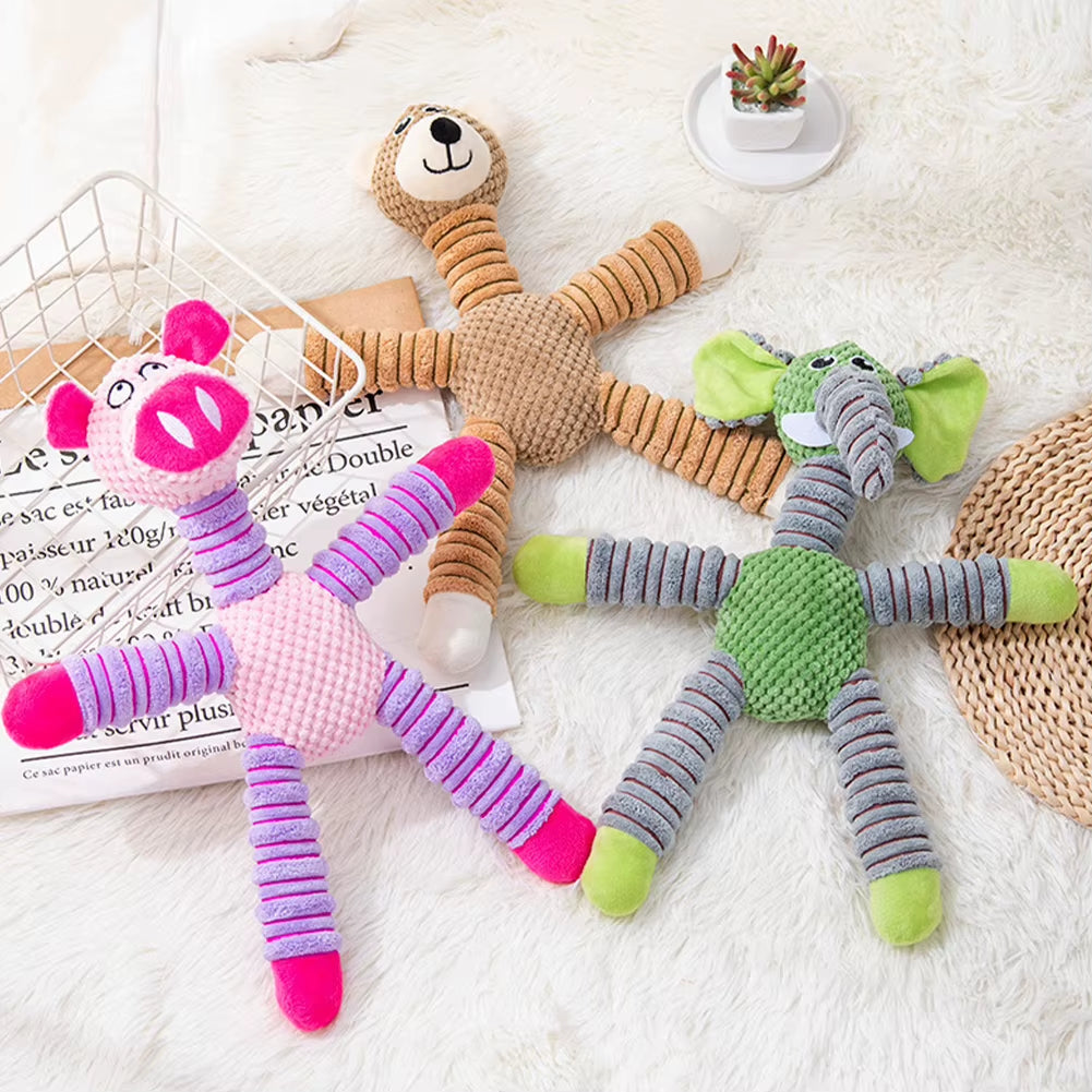 PlayPals Squeaky Plush Toys - Durable Animal Chew Toys with Fun Sounds