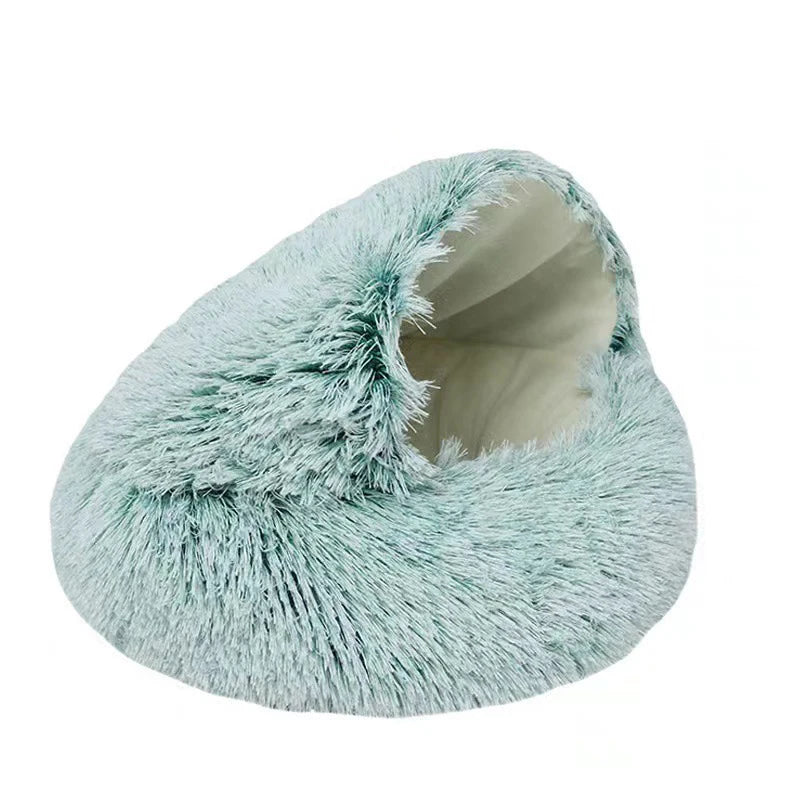 Premium Plush Round Cat and Dog Bed with Cover - Cozy Sleeping Nest for Small Pets
