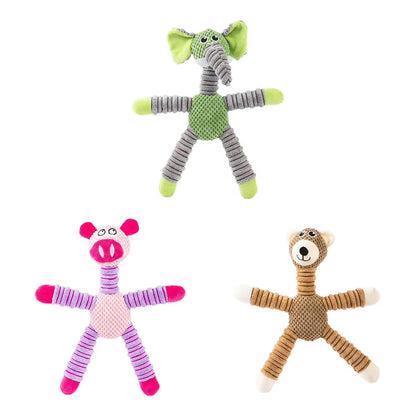 PlayPals Squeaky Plush Toys - Durable Animal Chew Toys with Fun Sounds